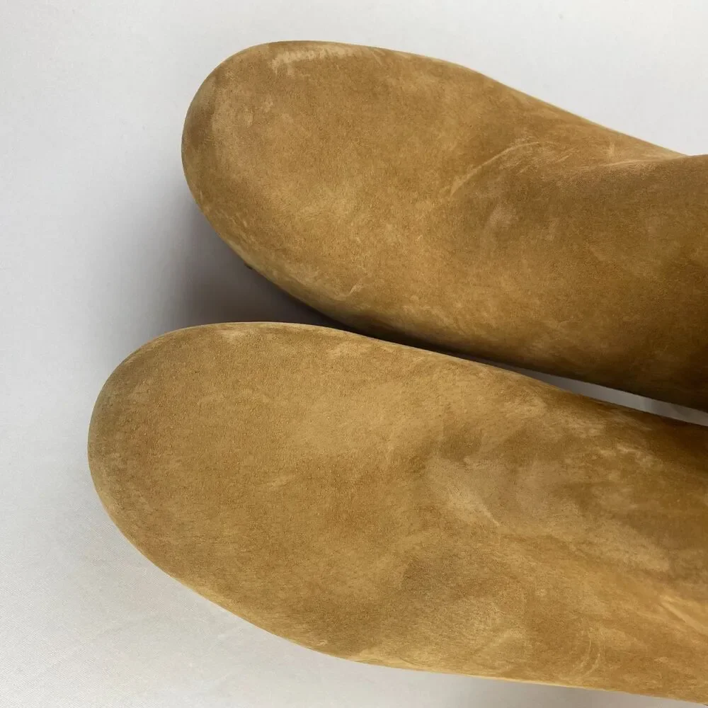 ~ UGG 10 Suede Clog Boots Tan Zip Camel Brown Women Tall Wood Heel Boho HTF Rare - Picture 13 of 14